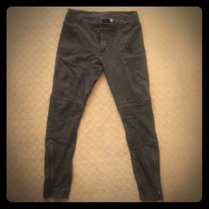 Athleta Trailsetter Moto Zip Leggings, Olive Green